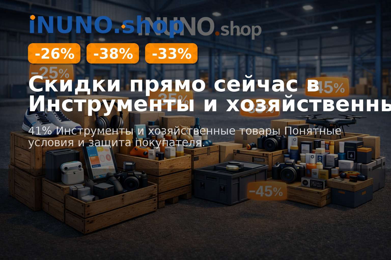 Скидки прямо сейчас в Инструменты и хозяйственные товары 41%