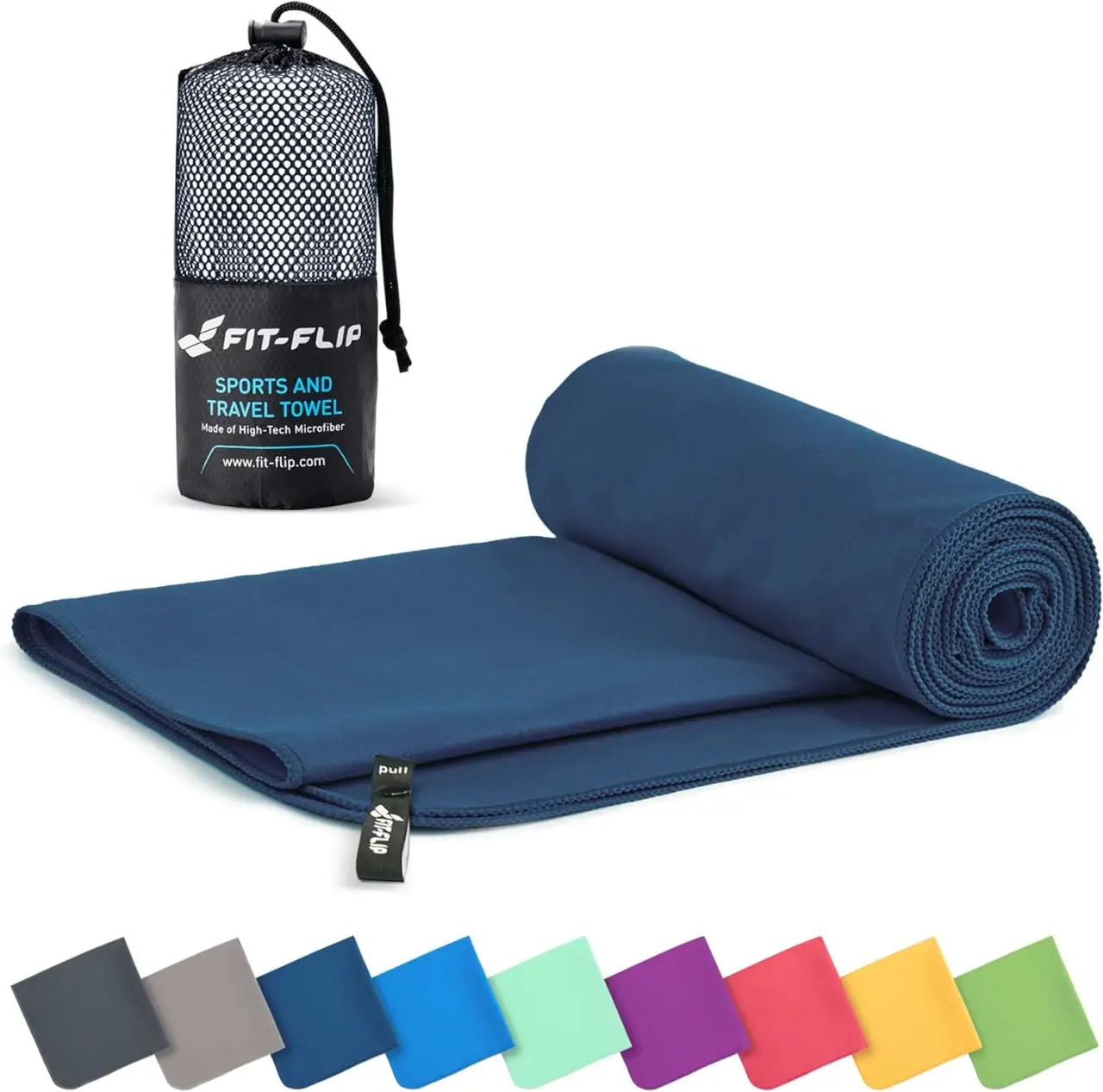 Fit-Flip Compact Microfibre Towel, Quick-Drying, Lightweight, 50x30 cm