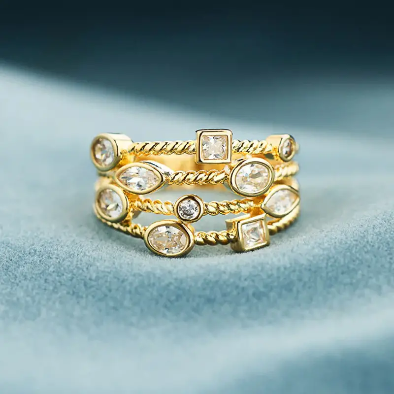 Niche Instagram-stijl Geometrische Delicate Meerlaagse Ring