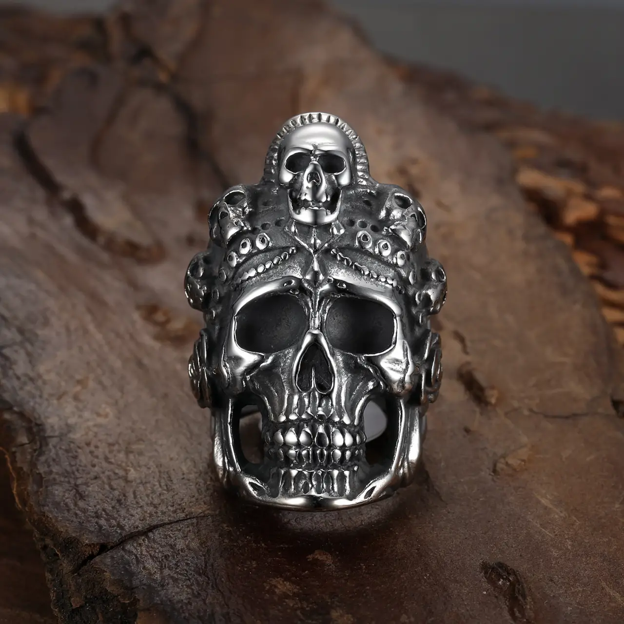 Bague Crâne Homme en Acier Titane Northern Ghost Army
